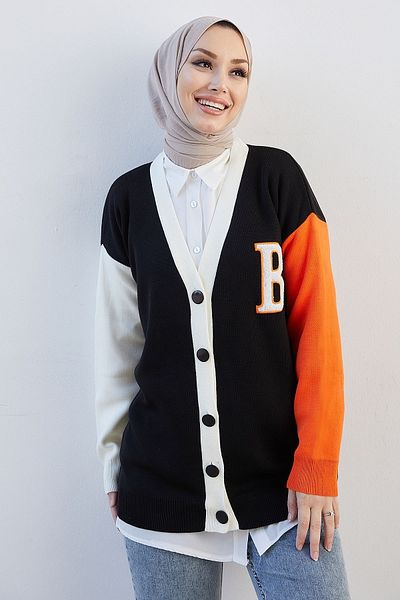 InStyle كارديجان تريكو مطبوع بحرف B - أسود