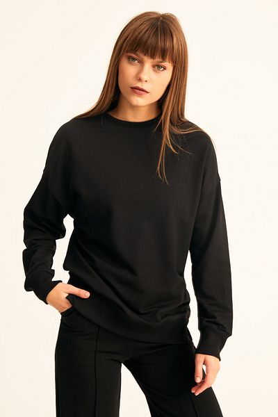 LACHT Hanorac oversize cu gât negru pentru femei