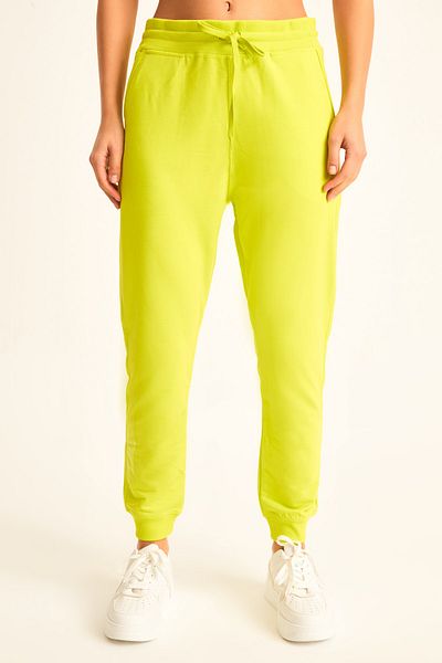 LACHT Pantaloni de sport tricotați pentru femei, verzi, neon, cu cusături de blocare
