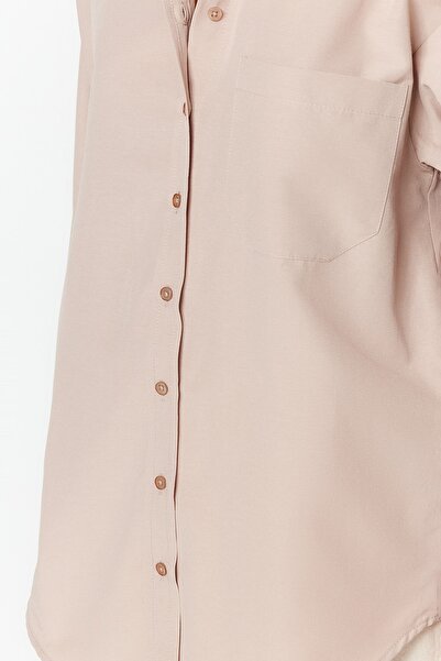 Trendyol Collection Stone Single Pocket Boyfriend/Wide Fit Cotton Woven Shirt TWOAW20GO0115