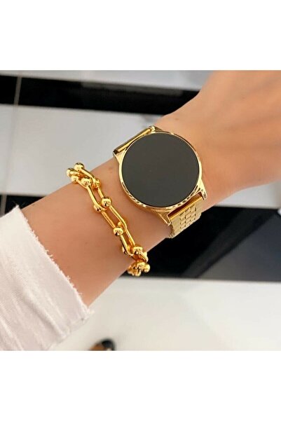 İSTLİV Gold Renk Kadın Dokunmatik Kol Saati