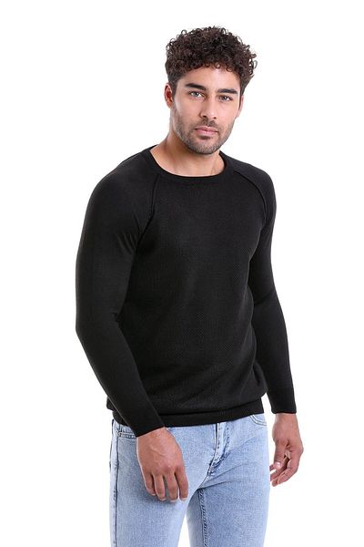 Hatemoğlu Black Regular Fit Patterned Crew Neck Wool Knitwear Sweater