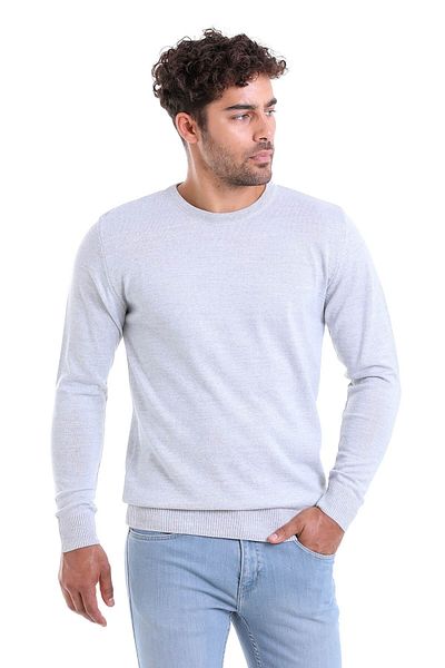 Hatemoğlu Γκρι Comfort Fit Απλό μάλλινο πουλόβερ με λαιμόκοψη