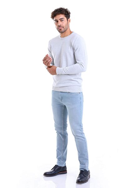 Hatemoğlu Pulover gri din lână, cu ajustare confortabilă, cu decolteu rotund