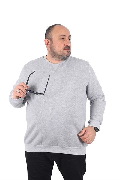 MocGrande Φούτερ V Design Plus Size - 22742 Grey Melange
