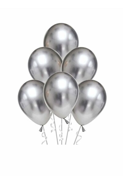 BalonEvi Metalik Gri Balon 10'lu