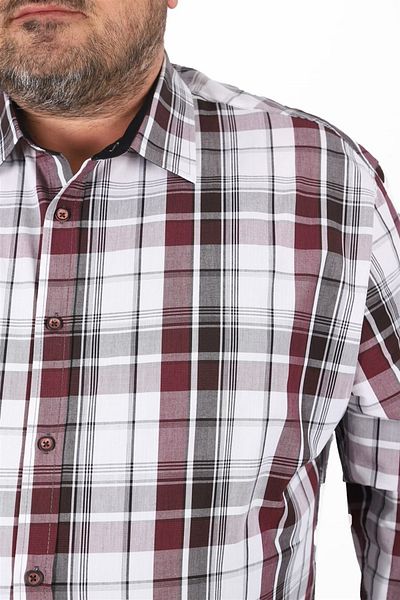 MocGrande Plus Size Men's Plaid Shirt 23359 White