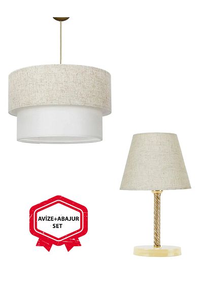BBY HOME & DESIGN Merlan Model Lampshade-Chandelier-Bedside Table Set