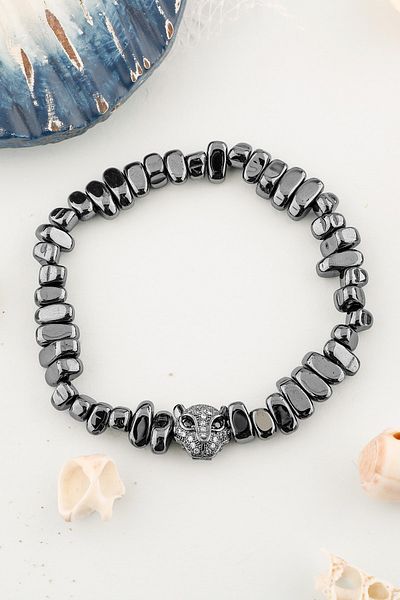 Deniz Doğal Taş Certified Force Natural Stone Bracelet Hematite Zircon Apparatus B004