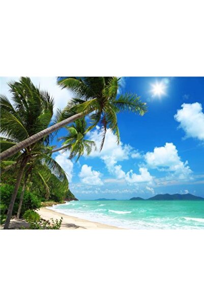 EkoDekor 3boyutluduvarkagitlari Dalgalı Koy Deniz Manzara Duvar Kağıdı Kanvas...