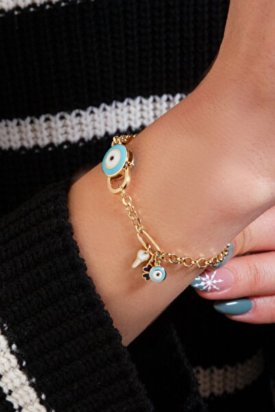 Adil İdil Kuyumculuk Göz Boncuk Kilit Ince Halka Künye