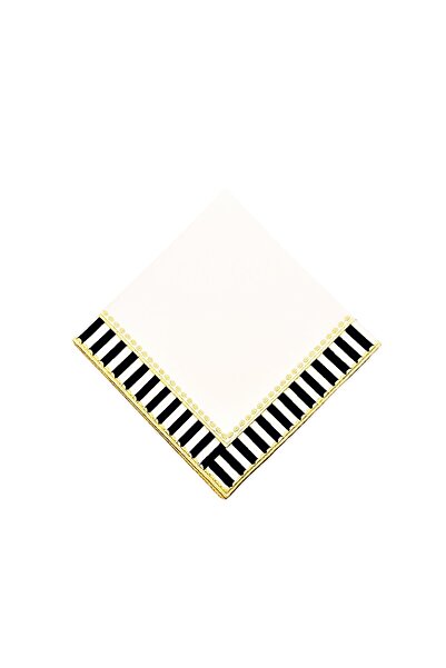 ge living Siyah Beyaz Damalı Dekoratif Servis Peçetesi - 2 Adet