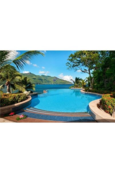 EkoDekor 3 Boyutlu Duvar Kağıtları Deniz Ve Havuz Manzaralı Duvar Kağıdı Vinil