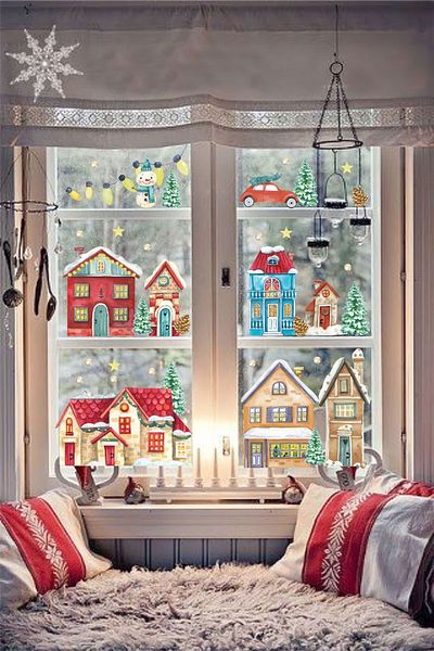 Piksel Grafik Snowy City New Year Theme Sticker