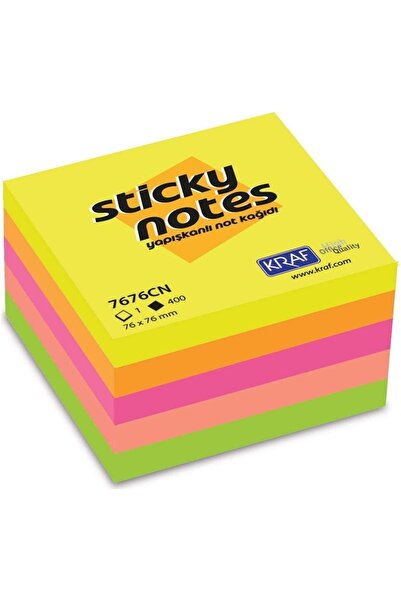 KILIÇASLAN SHOP كرافت ورق ملاحظات لاصق مكعب 76x76 400 Yp نيون 7676cn