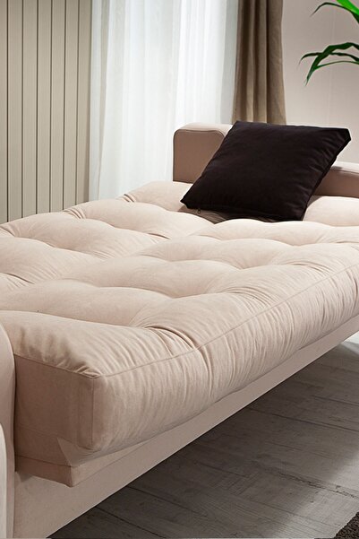 Modalife Megan Üçlü Yataklı Salon Oturma Odası Kanepe - Krem