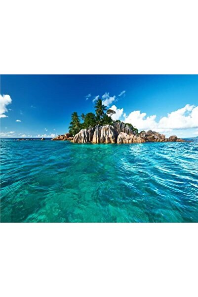 EkoDekor 3boyutluduvarkagitlari Tropikal Ada Deniz Manzara Duvar Kağıdı Kanva...