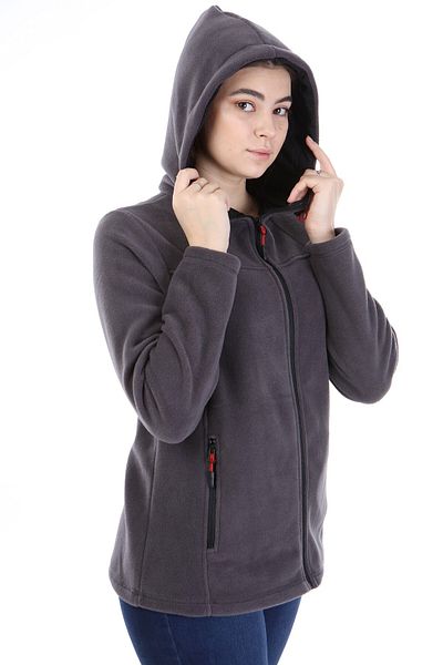 VEGA PORT Γυναικείο Fleece - Γκρι με φερμουάρ και κουκούλα