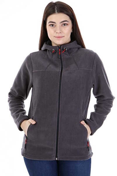 VEGA PORT Γυναικείο Fleece Grey με κουκούλα με φερμουάρ