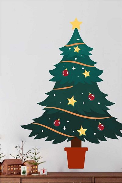 Piksel Grafik Christmas New Year Tree Sticker