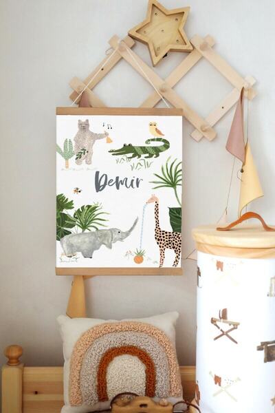 Piksel Grafik Özel Isim Orman Festivali Ipli Askılı Kanvas Poster