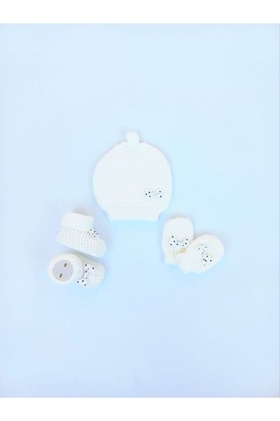 Alingo Knitwear Beret Gloves Booties Set