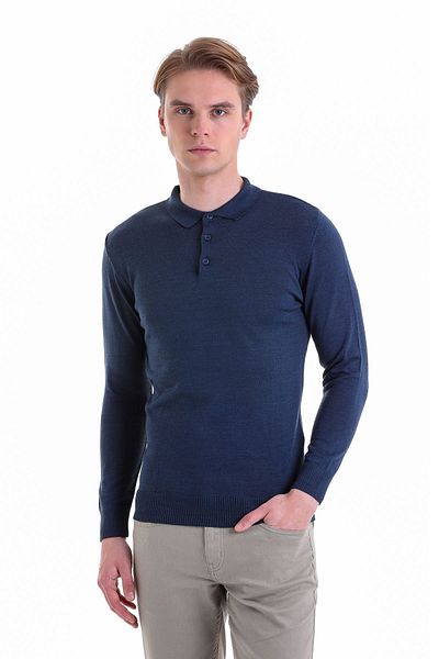 Hatemoğlu Μάλλινο πουλόβερ Indigo Comfort Fit Flat Polo γιακά