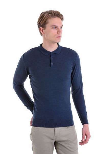 Hatemoğlu Μάλλινο πουλόβερ Indigo Comfort Fit Flat Polo γιακά