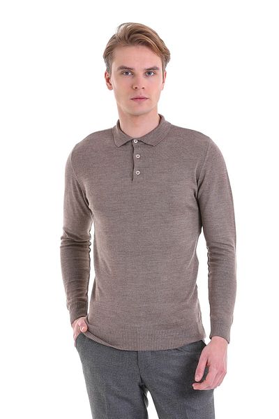 Hatemoğlu Μάλλινο πουλόβερ Mink Comfort Fit Flat Polo γιακά