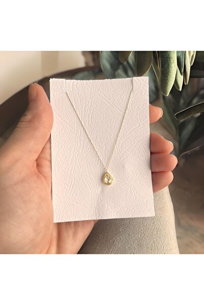 Goldstation 14 Ayar Damla Taşlı Altın Kolye