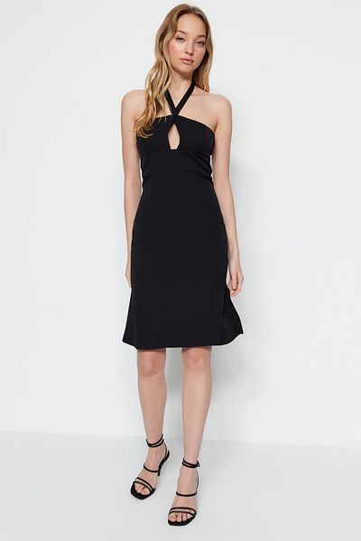 Trendyol Collection Black Woven Collar Detailed Midi Woven Dress TWOSS23EL00110