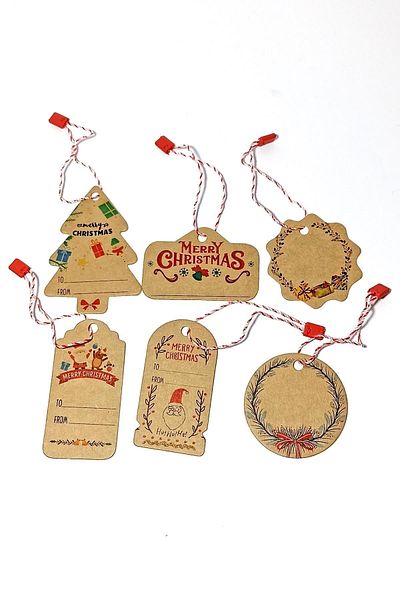 Vice Kraft New Year Gift Tag 42 Pieces New Year Tag (Red and White with Lock String)