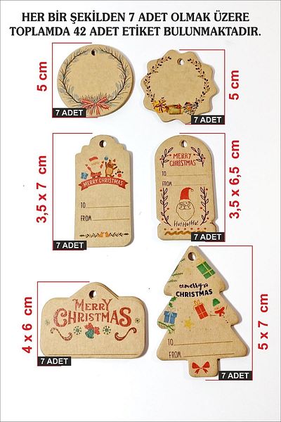 Vice Kraft New Year Gift Tag 42 Pieces New Year Tag (Red and White with Lock String)