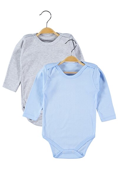 hepbaby Grey-Blue 2 Pieces Long Sleeve Baby Body Hbbc1010