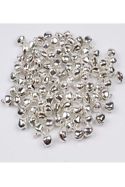 TİNEKE 100 Pieces 12mm Silver Color Handled Bell, bell, rattle, metal Amigurumi Bell, jewelry Accessory Making