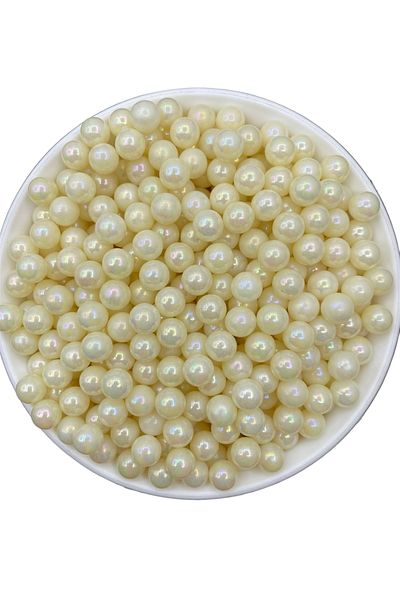 Hedef Bijuteri 8mm Cream Color Non-Perforated Pearl Beads with Janjan, Non-Hole Plastic Stud Pearl (50gr,~180pcs)