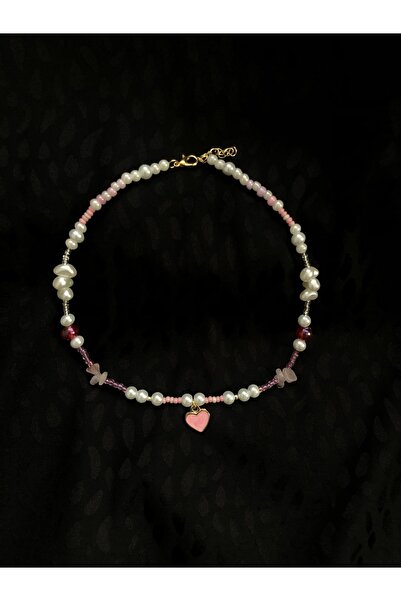 TASARIM35 Pembe Kuvars Taşlı Kolye