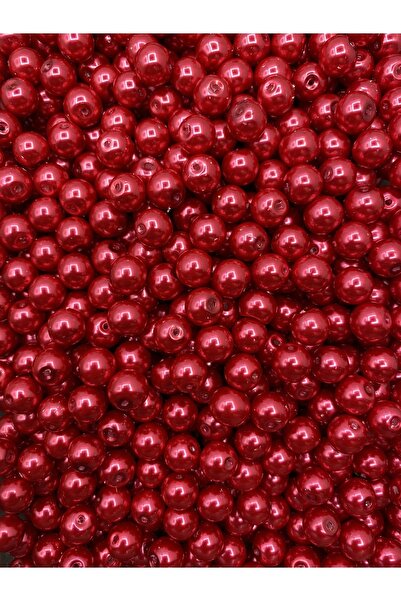 Hedef Bijuteri 8mm Kırmızı Cam Inci Boncuk, Takı Aksesuar Yapım Boncuğu (50gr...