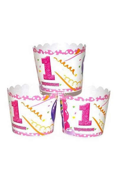 booddie 1 Year Old Printed Birthday Girl Cake Capsule Pink 12 Pieces