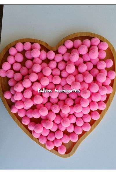 kalben accessories Candy Pink Plush Soft Pompon 2 Cm 100 Pieces,