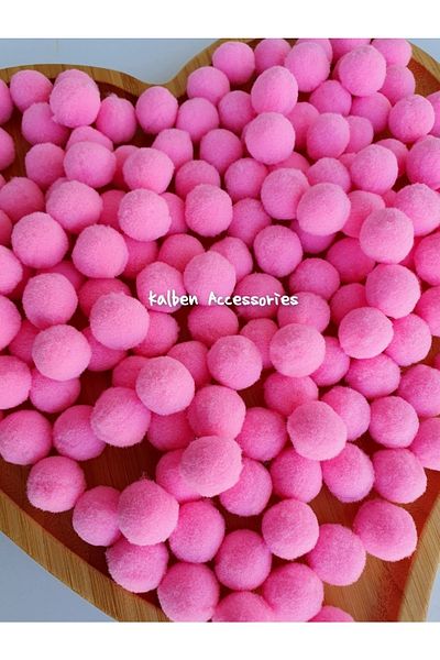 kalben accessories Candy Pink Plush Soft Pompon 2 Cm 100 Pieces,