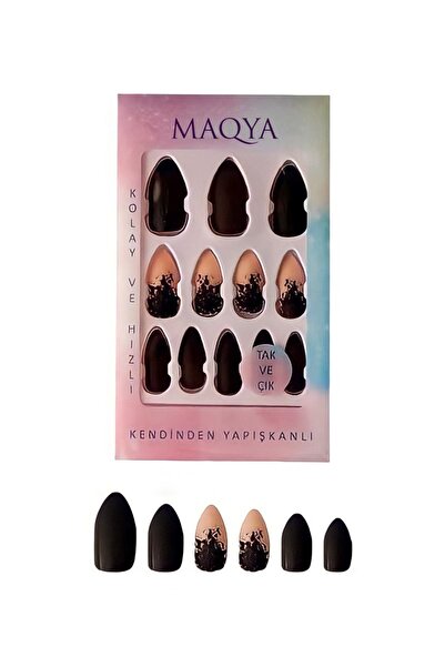 MAQYA Cosmetics 12'li Profesyonel Desenli Tak Ve Çıkar Takma Tırnak