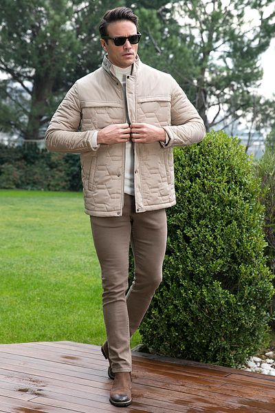 Buratti Regular Fit Pocket Zippered Stand Collar Puffer Coat Men's Coat 5840013