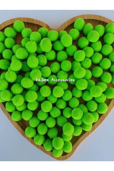 kalben accessories Green Plush Soft Pompom 2 Cm 100 Pieces