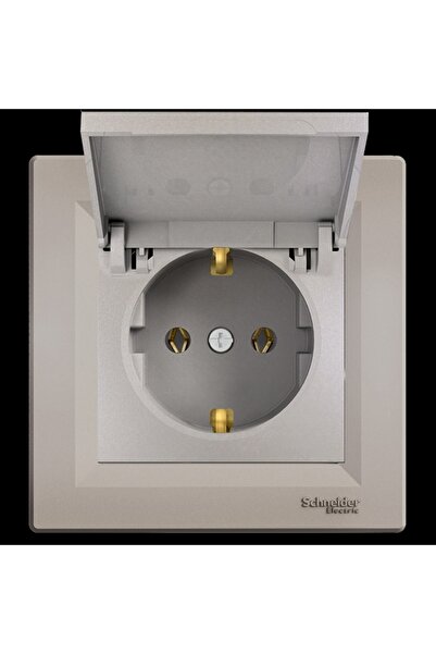 Schneider Electric Schneider Asfora Plus Bronz Kapaklı Topraklı Priz Çerçevel...