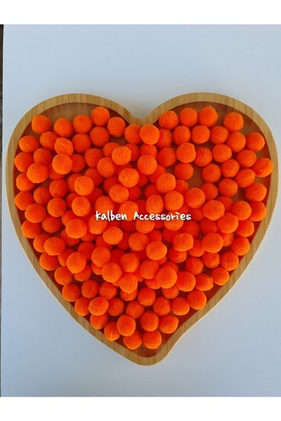 kalben accessories 100 Pieces Dark Orange Plush Soft Pompom - 2 Cm