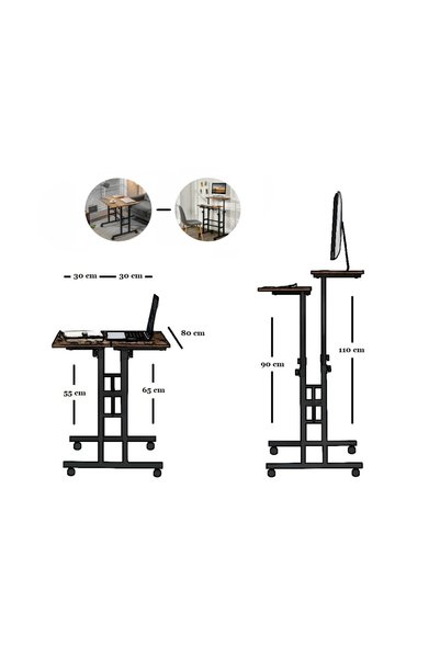 servetavcı Yükseklik Ayarlı Bilgisayar/laptop Ve Çalışma Masası - Atlantik Çam 80x60 (TEKERLİ) Oval Kenar