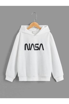 saac Unisex Beyaz Nasa Bask l Kapu onlu Sweatshirt Fiyat Yorumlar Trendyol
