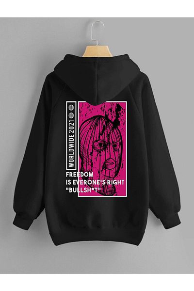 DEEPSENCE Unisex Hooded Sweatshirt Juctice Back Print Black
