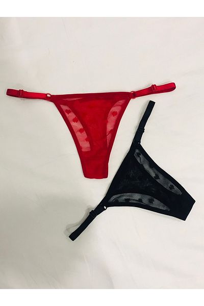 mendoza store Комплект от 2 бикини с дантела (регулируеми закопчалки, съвместими с размери S-M-L-XL)